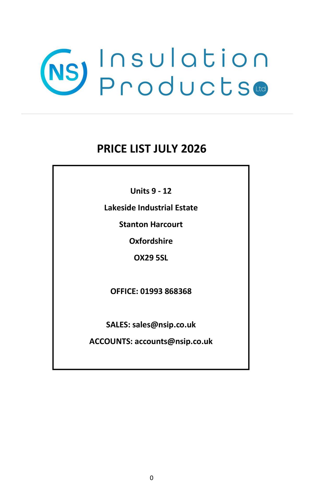 price list cover